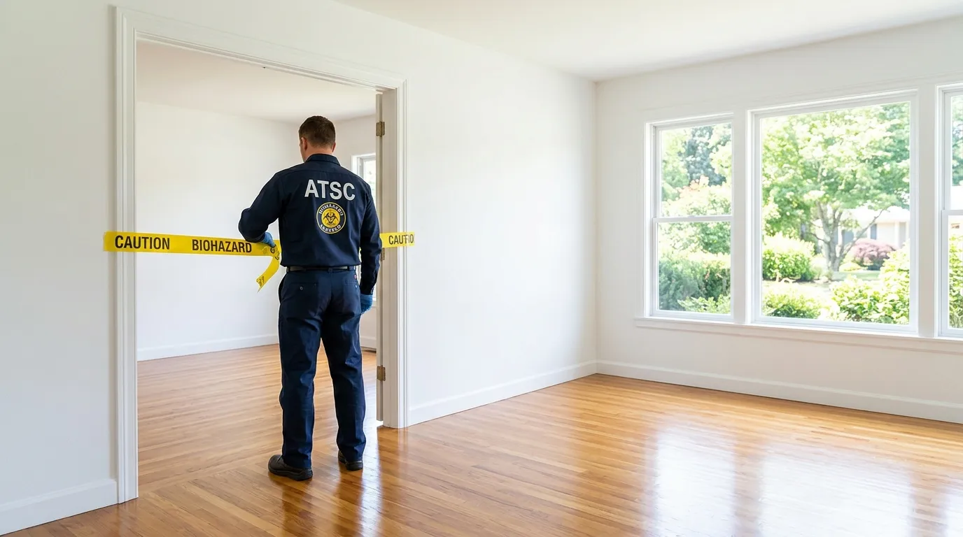 Certified biohazard cleanup crew performing Trauma Scene Cleanup in The Colony